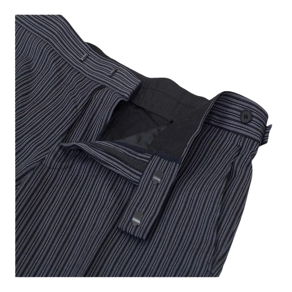 Coes Masonic Plain Front Suit Trousers for Men in Black and Grey Pin Stripe