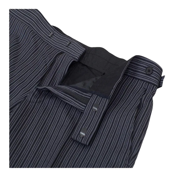 Coes Masonic Plain Front Suit Trousers in Black and Grey Pin Stripe