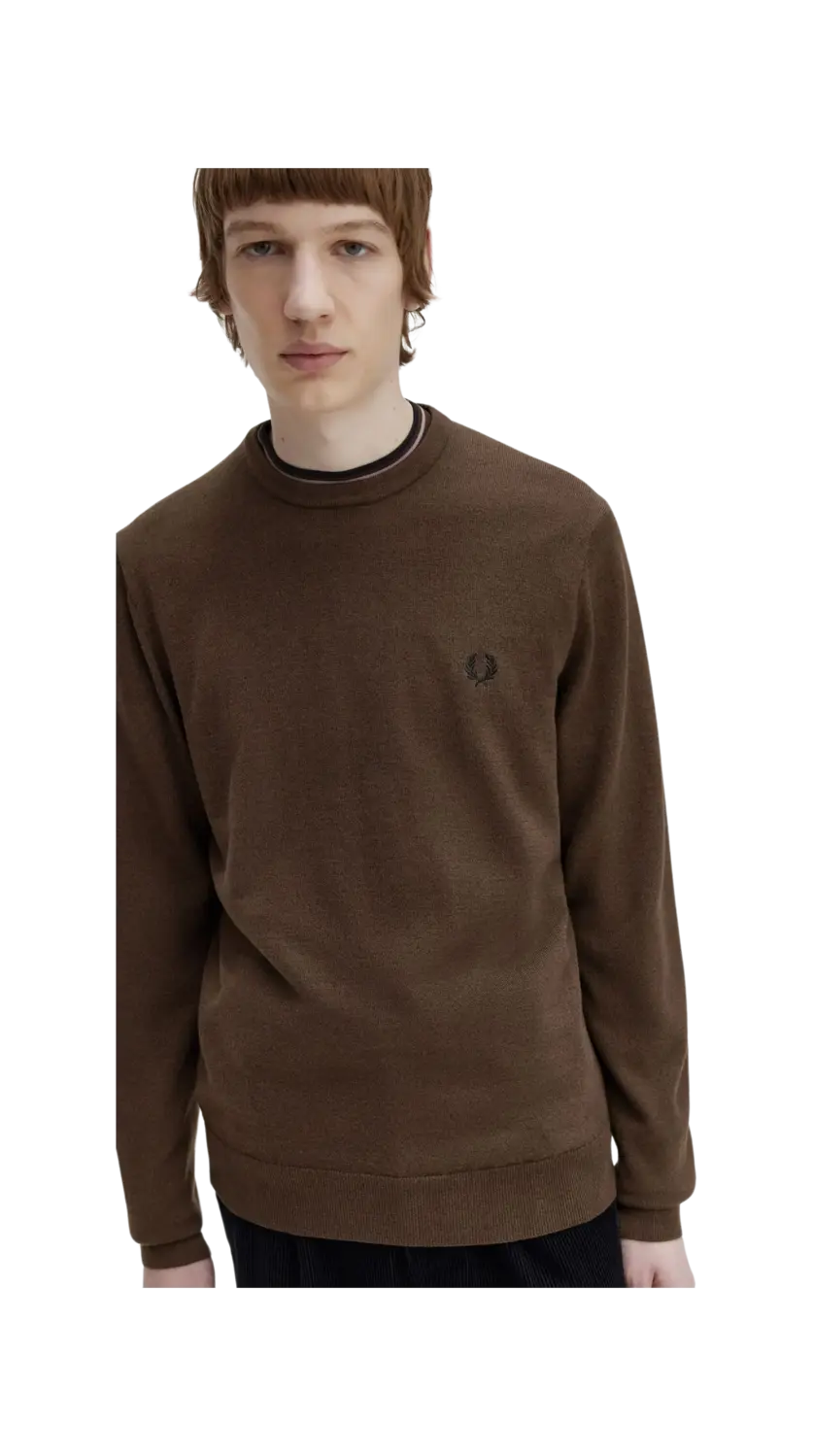 Fred perry merino wool crew neck jumper clearance