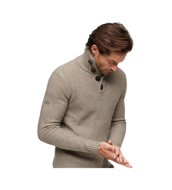 Superdry Chunky Button High Neck Jumper for Men