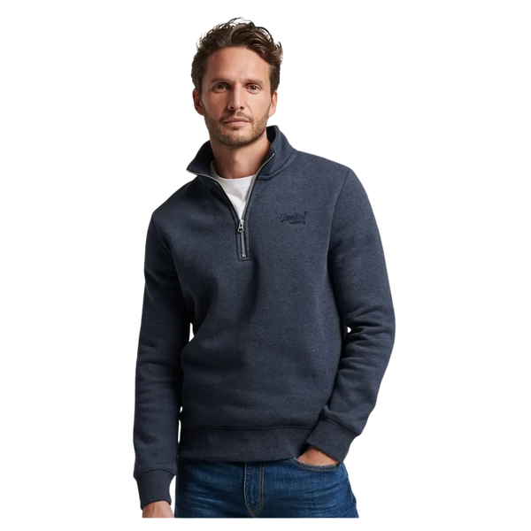 Superdry Vintage Logo Embroidered Henley Zip Sweatshirt for Men