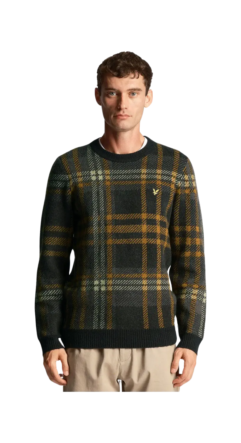 Lyle & Scott Tartan Crew Neck Knitted Jumper | Coes Lyle & Scott Tartan Crew Neck Knitted Jumper | Coes
