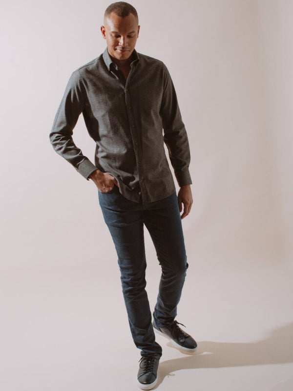 William David Southwold Button Down Herringbone Flannel Shirt