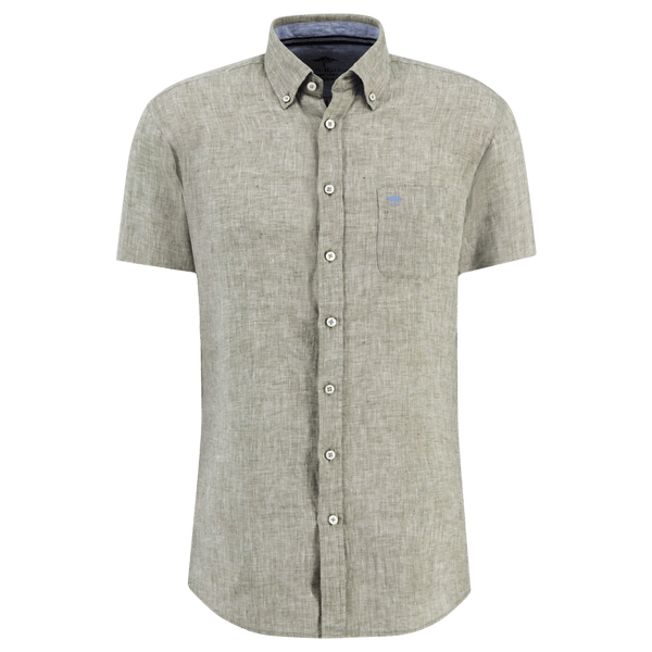 Fynch-Hatton Short Sleeve Button Down Linen Shirt for Men