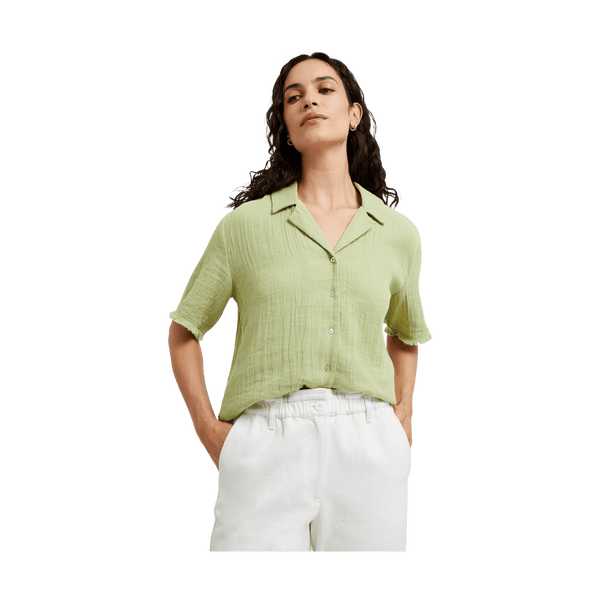 Great Plains Fray Edge Detail Short Sleeve Shirt for Women