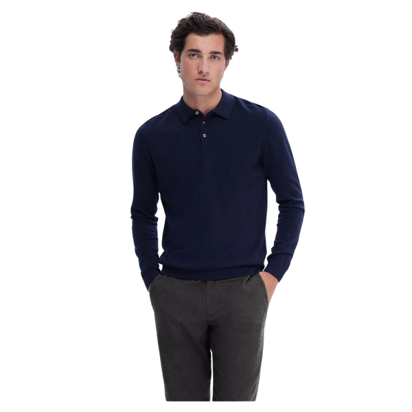 Selected Berg Long Sleeve Knit Polo Shirt for Men