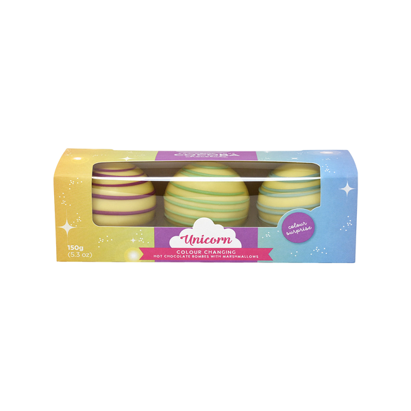 Cocoba Chocolate Unicorn Bombes Colour Changing - 3 Pack