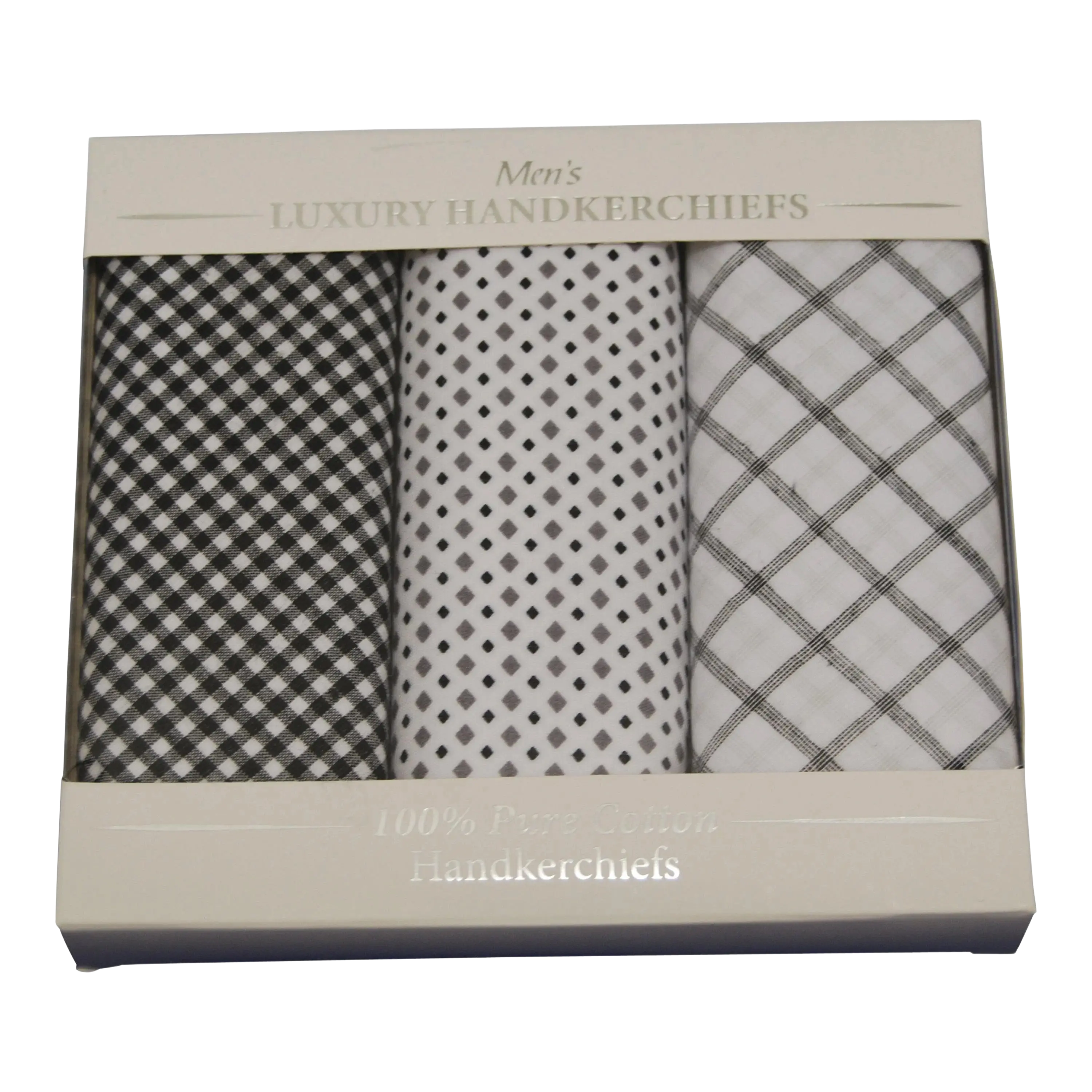 Le Chateau 3 Box Assorted Check Hanks For Men In Black And White
