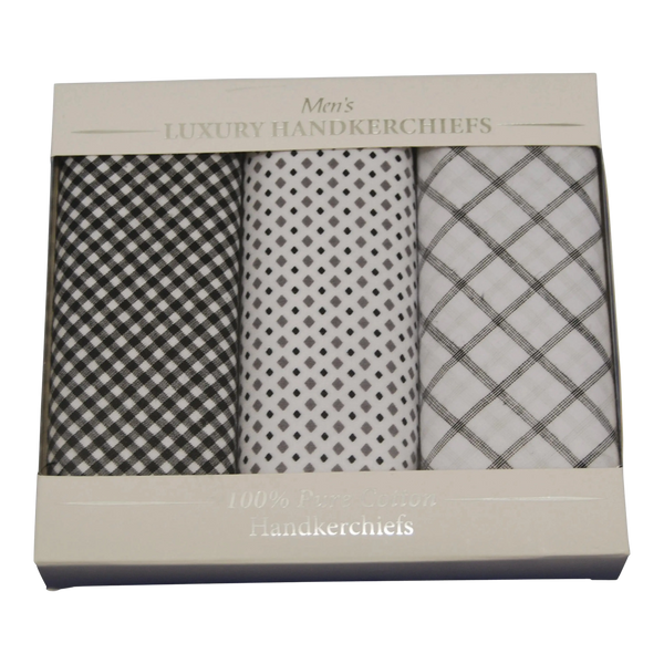 Le Chateau 3 Box Assorted Check Hanks for Men in Black and White