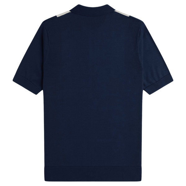 Fred Perry Vertical Stripe Zip Neck Short Sleeve Shirt
