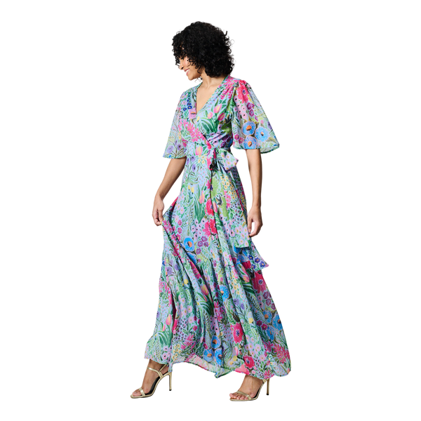 Hope & Ivy Ember Flutter Sleeve Maxi Wrap Dress