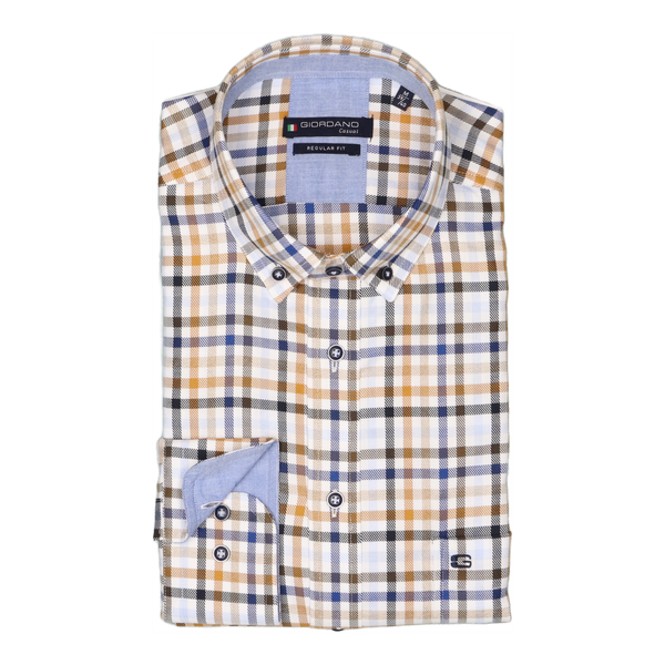 Giordano Regular Fit Long Sleeve Twill Mini Check Shirt for Men