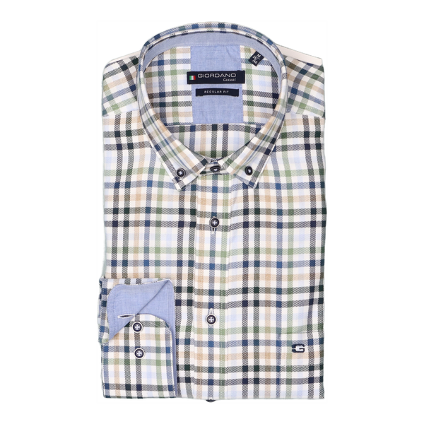 Giordano Regular Fit Long Sleeve Twill Mini Check Shirt for Men