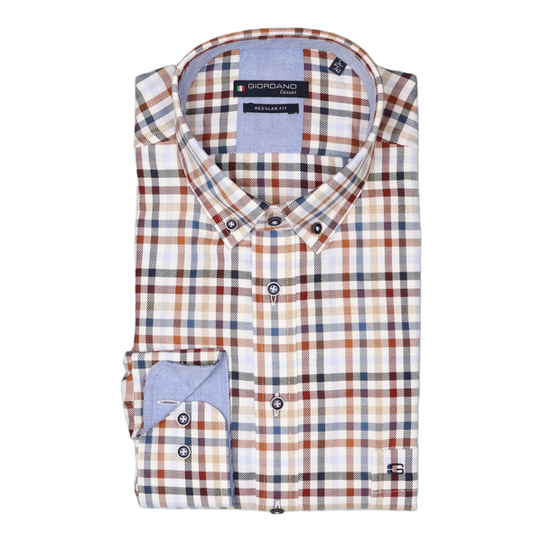 Giordano Regular Fit Long Sleeve Twill Mini Check Shirt for Men