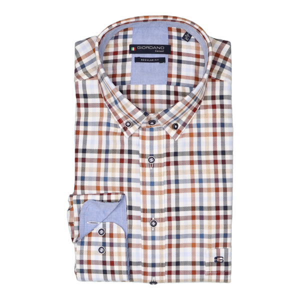 Giordano Regular Fit Long Sleeve Twill Mini Check Shirt
