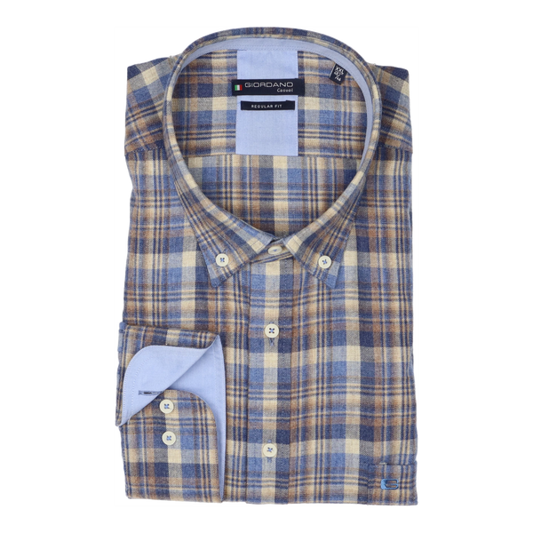 Giordano Regular Fit Long Sleeve Multi Colour Twill Check Shirt for Men