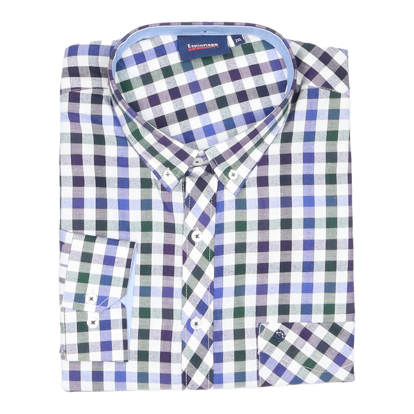 Espionage Long Sleeve Oxford Weave Gingham Shirt for Men