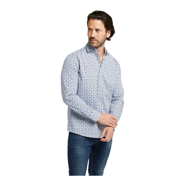 Double Two Long Sleeve Floral Print Shirt for Men