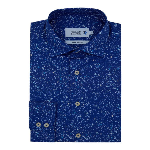 Double Two Long Sleeve Print Shirt for Men