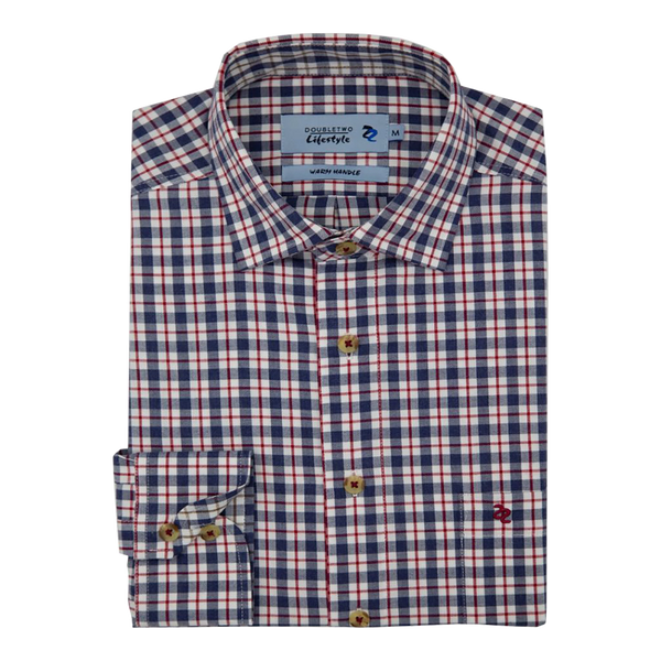 Double Two Long Sleeve Brushed Cotton Check Shirt