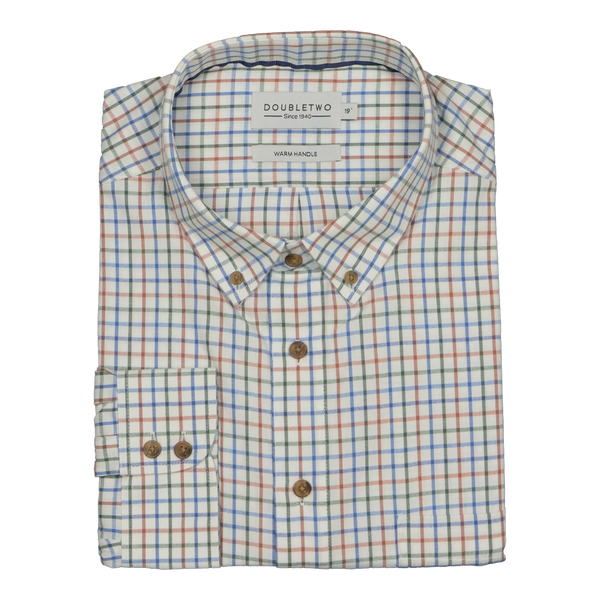 Double Two Brushed Cotton Long Sleeve Check Shirt for Men