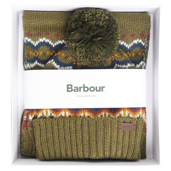 Barbour Fairisle Beanie & Scarf Gift Set