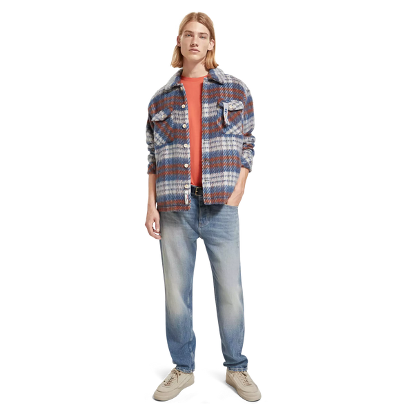 Scotch & Soda Brushed Wool Blend Check Overshirt for Men
