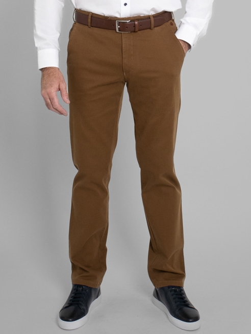 Meyer Roma Textured Trim Chino in Camel for Men