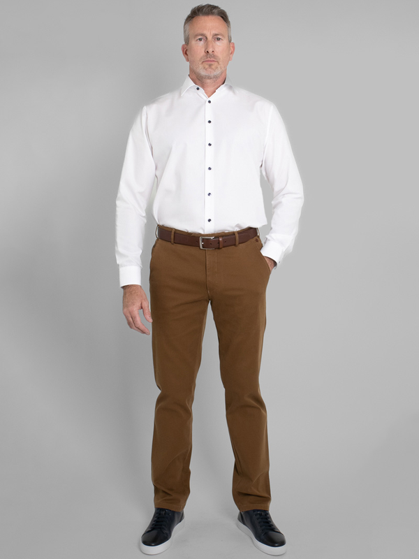 Meyer Roma Textured Trim Chino in Camel for Men