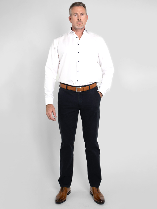 Meyer Roma Textured Trim Chino in Navy