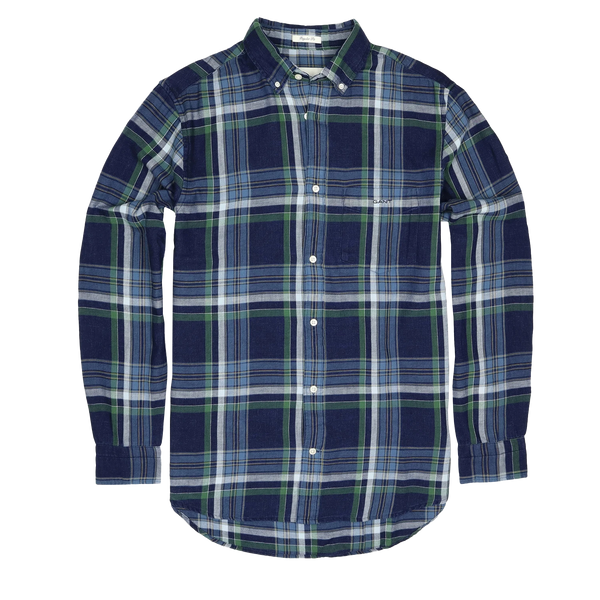 GANT Indigo Twill Check Long Sleeve Shirt