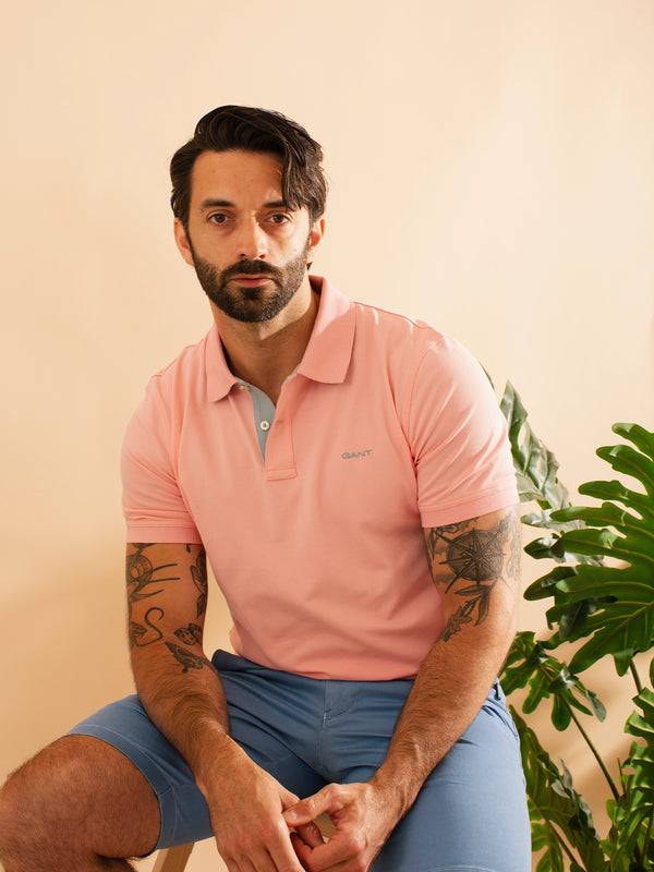 GANT Regular Fit Contrast Pique Short Sleeve Rugger Polo Shirt