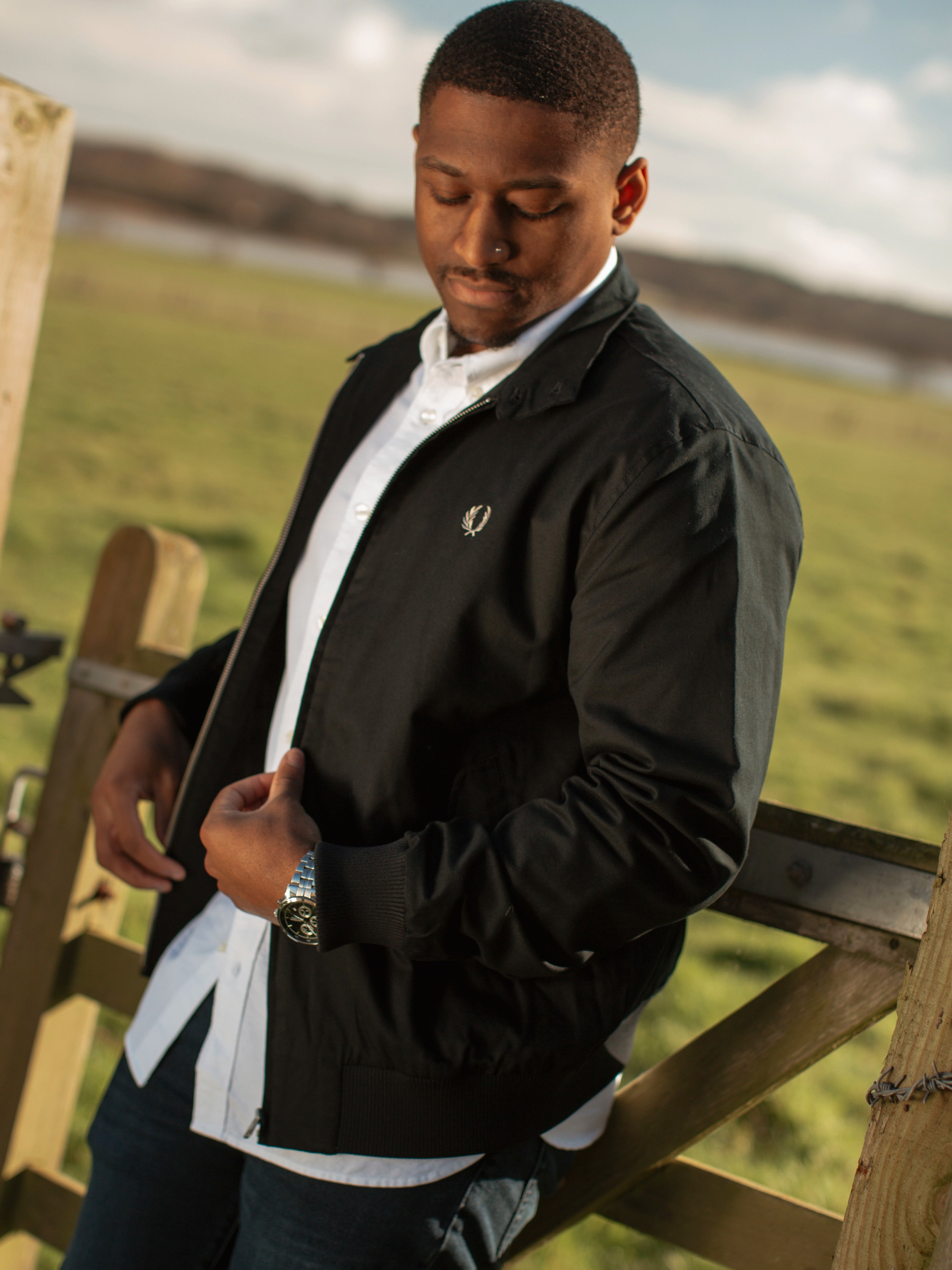 Fred perry black harrington jacket clearance