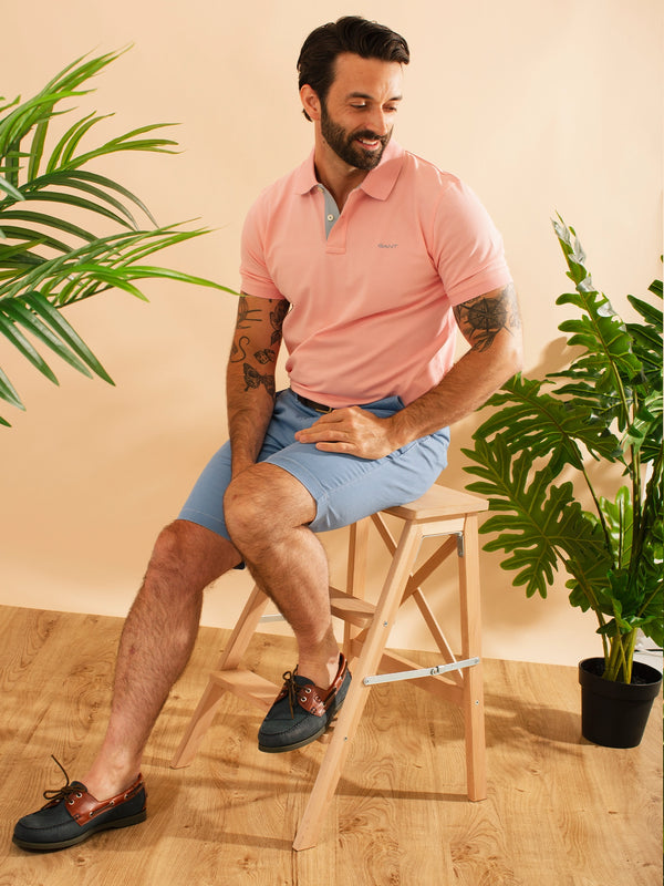 GANT Regular Fit Contrast Pique Short Sleeve Rugger Polo Shirt