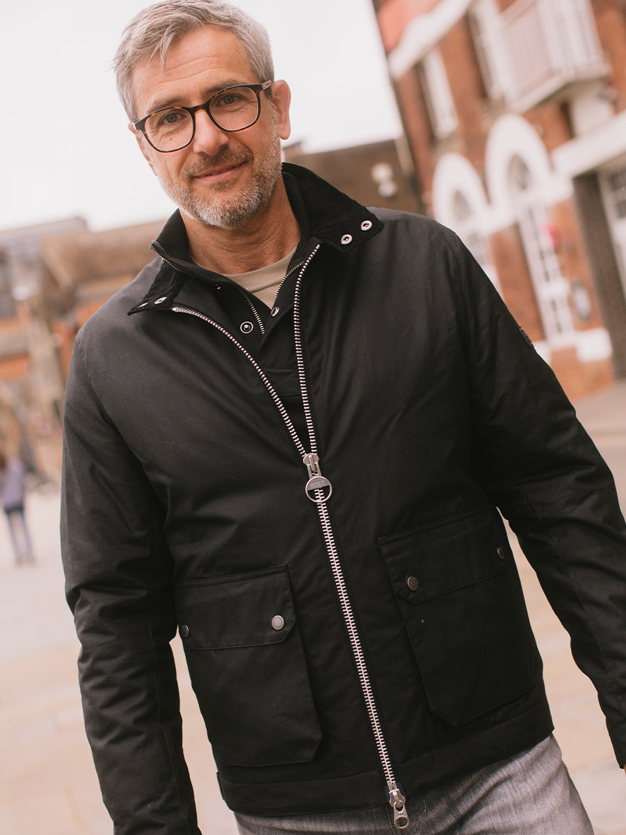 Kalinga Ashok Barbour International Short Motorcycle Jacket Black