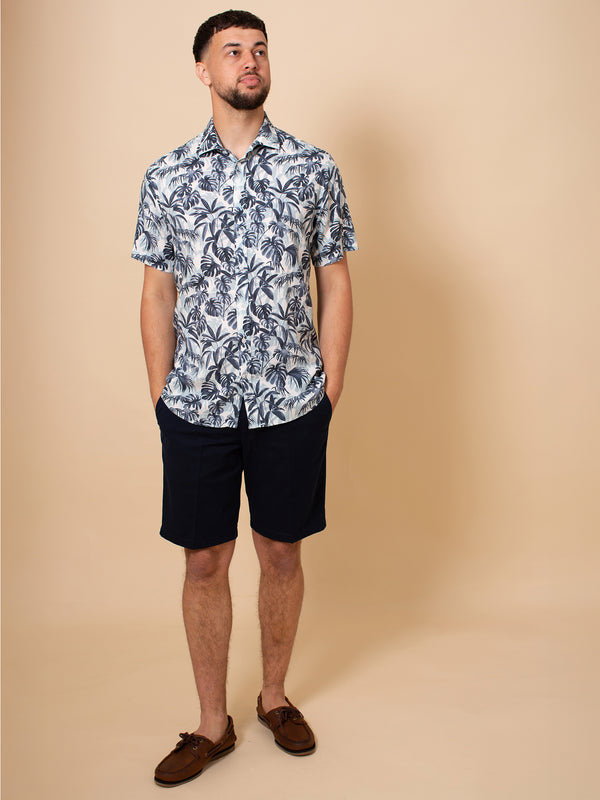 William David Southwold Short Sleeve Palm Print Shirt