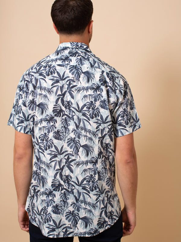 William David Southwold Short Sleeve Palm Print Shirt