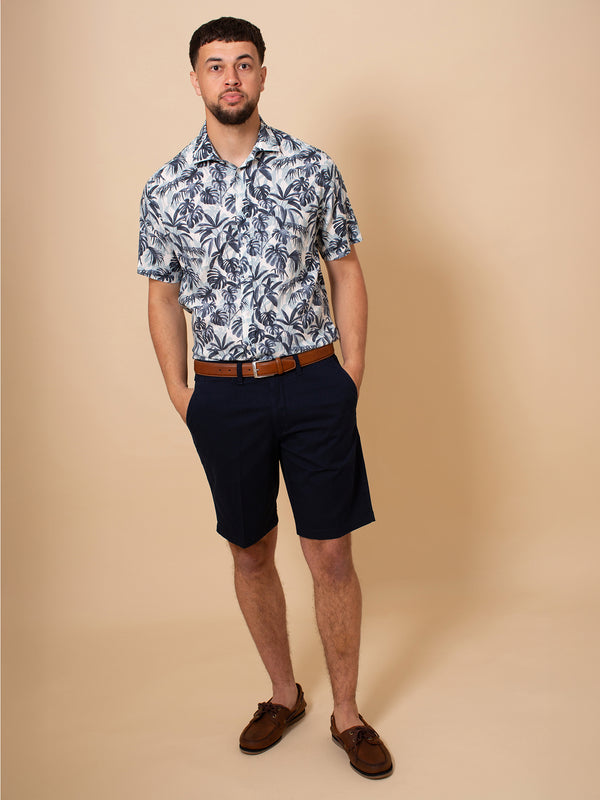 William David Southwold Short Sleeve Palm Print Shirt