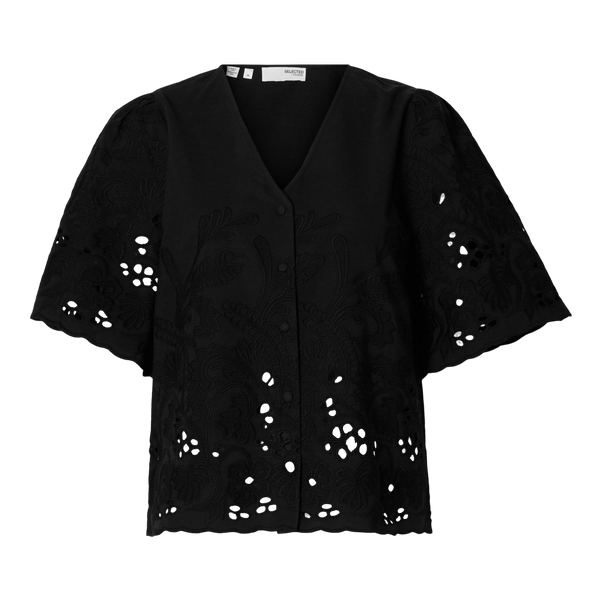 Selected Femme Dahlia Short Sleeve Broderie Shirt