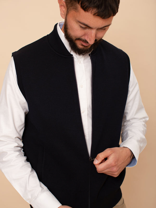 William David Merino Blend Full Zip Vest
