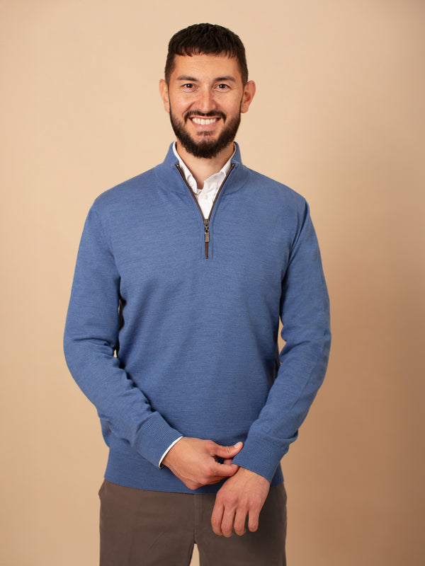 William David Merino Blend Contrast Collar Quarter Zip
