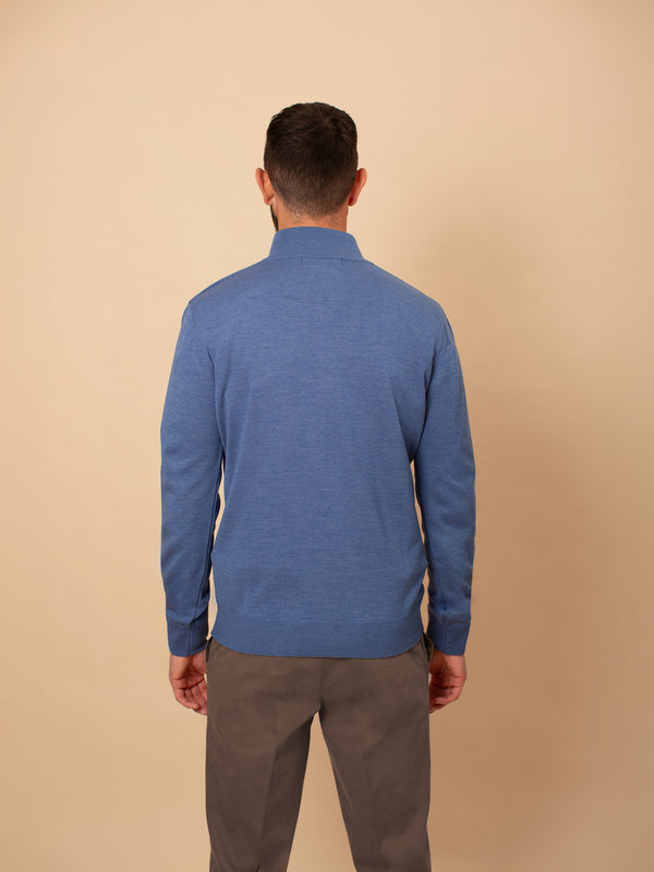 William David Merino Blend Contrast Collar Quarter Zip