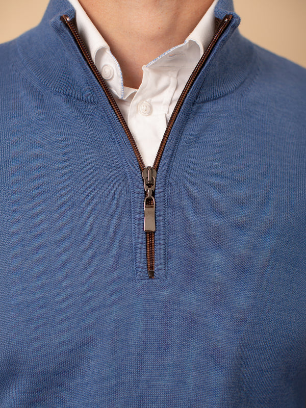 William David Merino Blend Contrast Collar Quarter Zip
