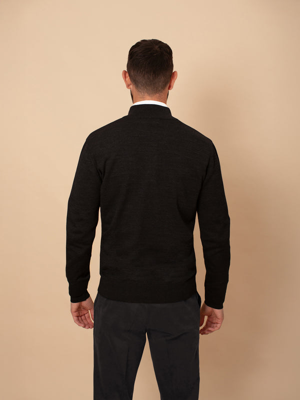 William David Merino Blend Contrast Collar Quarter Zip