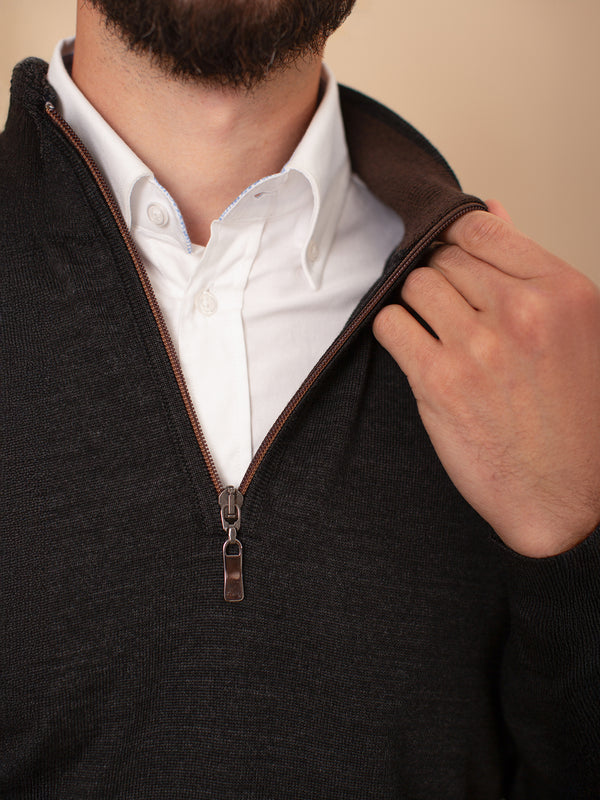 William David Merino Blend Contrast Collar Quarter Zip
