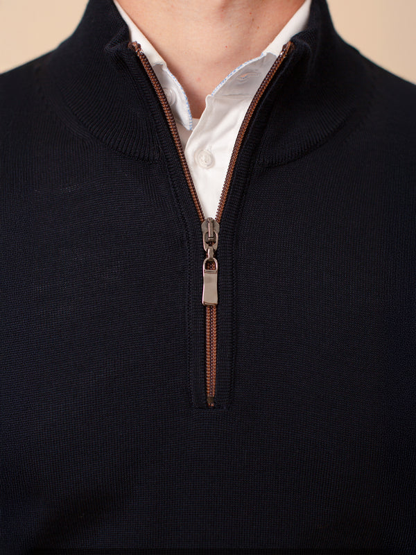 William David Merino Blend Contrast Collar Quarter Zip