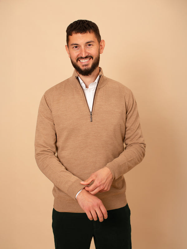 William David Merino Blend Contrast Collar Quarter Zip