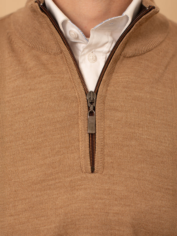 William David Merino Blend Contrast Collar Quarter Zip