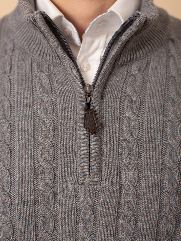 William David Cashmere Blend Cable Quarter Zip Jumper