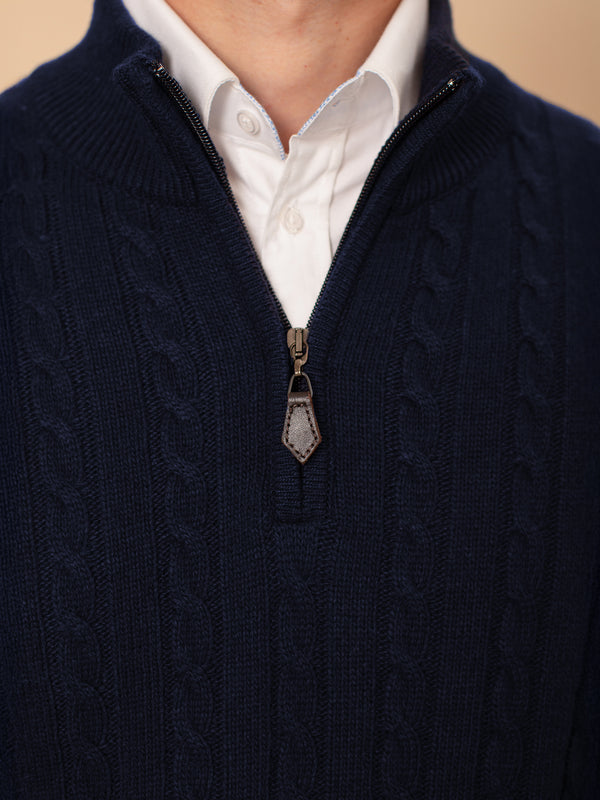 William David Cashmere Blend Cable Quarter Zip Jumper